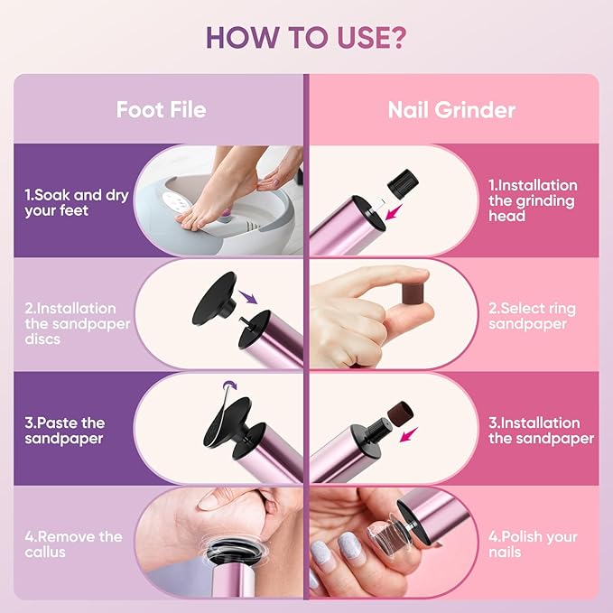 Electric Foot Callus Remover, 2in1 Rechargeable Foot File Callus Remover for Feet, 9 Speeds Foot Scrubber Dead Skin Pedicure Tools for Feet Heel Scraper for Cracked Heels with Sandpaper Discs