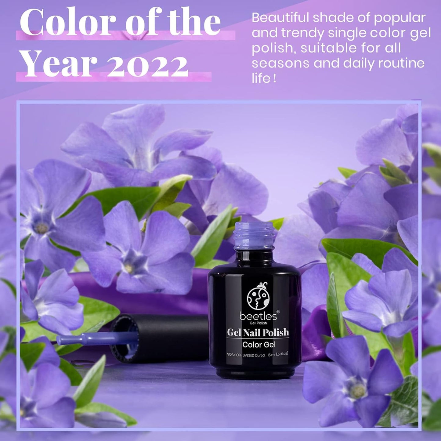 beetles Gel Polish Purple Gel Nail Polish Periwinkle Color 15ml Soak Off Uv Lamp Nail Art Manicure Salon Design DIY Home Gift for Women Girls