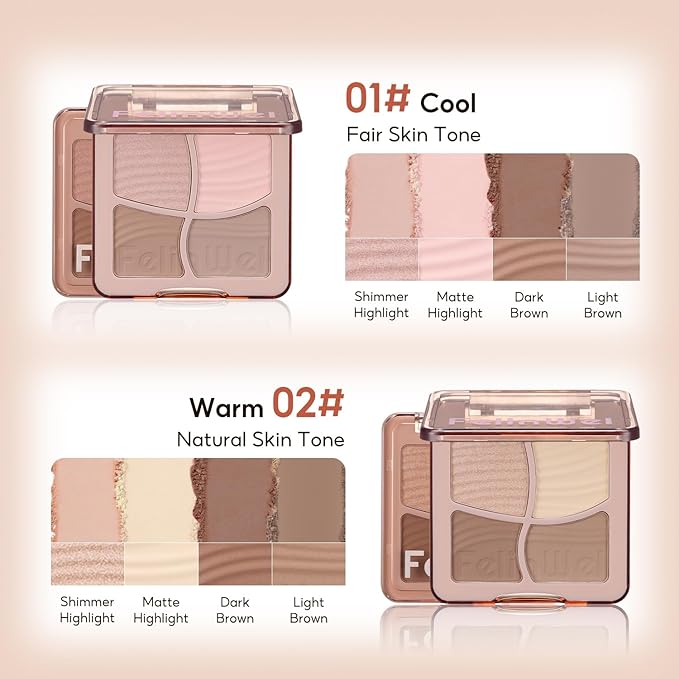 Highlight Contour Makeup Palette Effortless Blending Matte Shimmer Highlighter Palette and Bronzer Powder for Warm Toned Skin