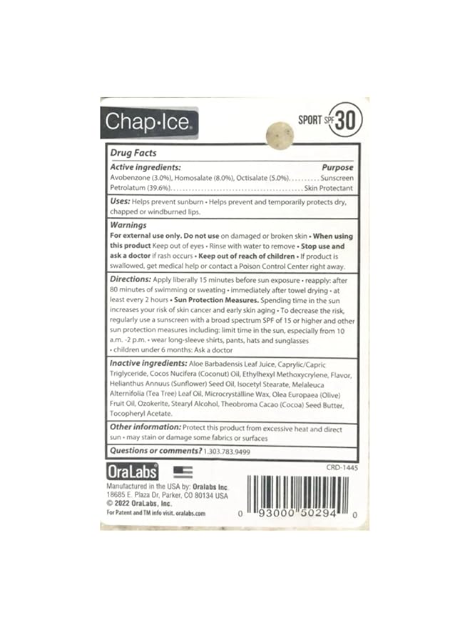 Generic Chap Sport SPF30 TROPICAL COCONUT Ice Lip Balm Stick, 1 Count (Pack of 1)