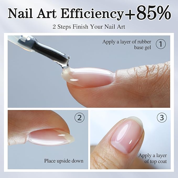 Double Rhythm 0.5Oz Nail Strengthener Rubber Gel Nail Polish 15ml Clear Builder in a Bottle Nail Thickening Extension Hard Structure Gel Glue (Clear 8 in 1-1)
