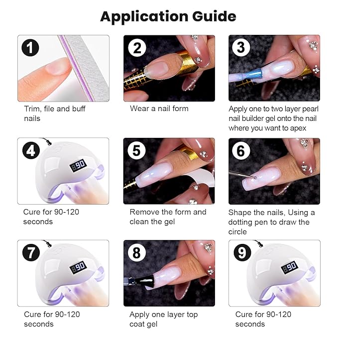RARJSM Pearl Gel Builder Nail Polish Purple Hard Gel in a Bottle Mermaid Shell Glitter Pearlescent Thick Extension Structure for Nails 15ml Soak Off Curing Requires Salon Home DIY Beginner Use