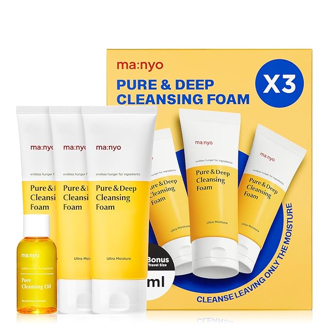 ma:nyo Pure & Deep Cleansing Foam Korean Skin care, Daily Cleanser (10.1 fl oz - 3pack)