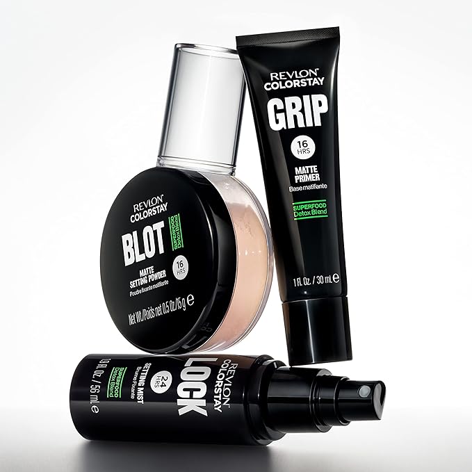 Revlon ColorStay Grip Primer, Mattifying, Blurring & Oil Absorbing Face Makeup, Absorb Sebum, Blurs Imperfections and Reduces Pore Appearance, 1 fl oz.