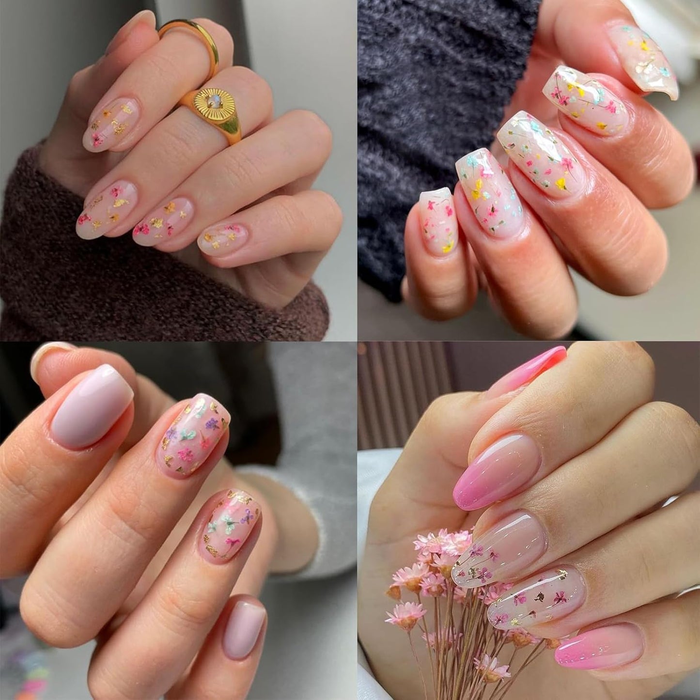 1 Box of Dried Flower Nail Stickers, Colored Dried Flower Nail Stickers, mini Real Flowers, Natural Flowers, 3D Baby's Breath Floral Art, Ladies and Girls DIY Nail Art Decoration