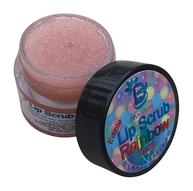 Diva Stuff Ultra Hydrating Lip Scrub for Soft Lips, Gentle Exfoliation, Moisturizer & Conditioner, Rainbow Gum – ¼ oz (Made in the USA)