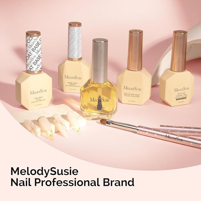 MelodySusie Base Coat Long Lasting Soak Off UV LED Nail Lamp Nail Polish Art Design Manicure Kit Perfect Gifts for Women Girls 1 Pcs 15ml