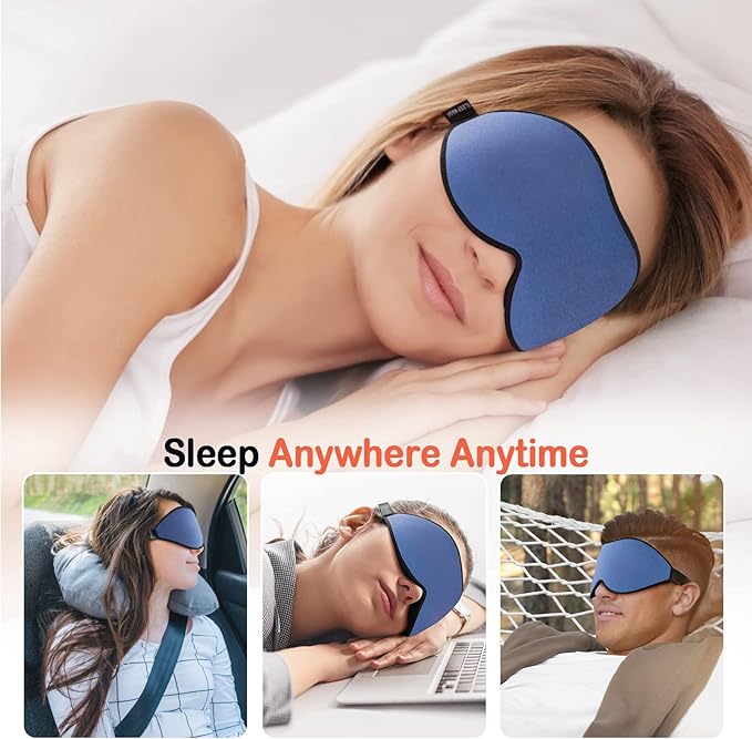 LitBear Sleep Masks, Light Blocking Eye Mask Sleeping for Women Men Side Sleeper, Soft 3D Comfortable Sleeping Mask with Adjustable Elastic Strap for Travel