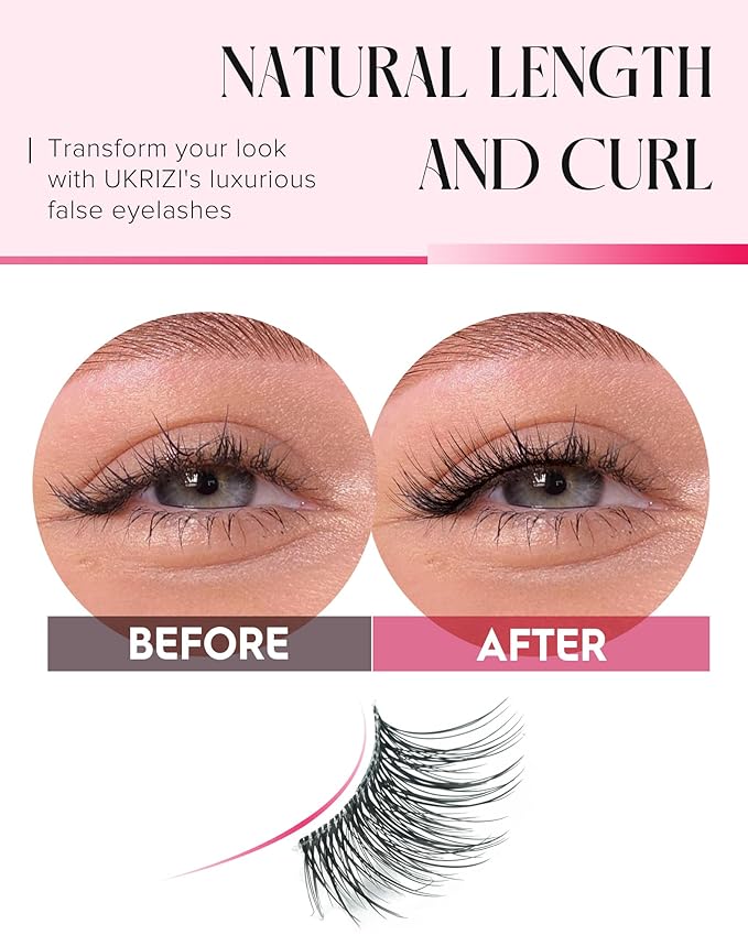 Half Lashes Natural Wispy Corner 3/4 False Eyelashes Clear Band Lashes W02