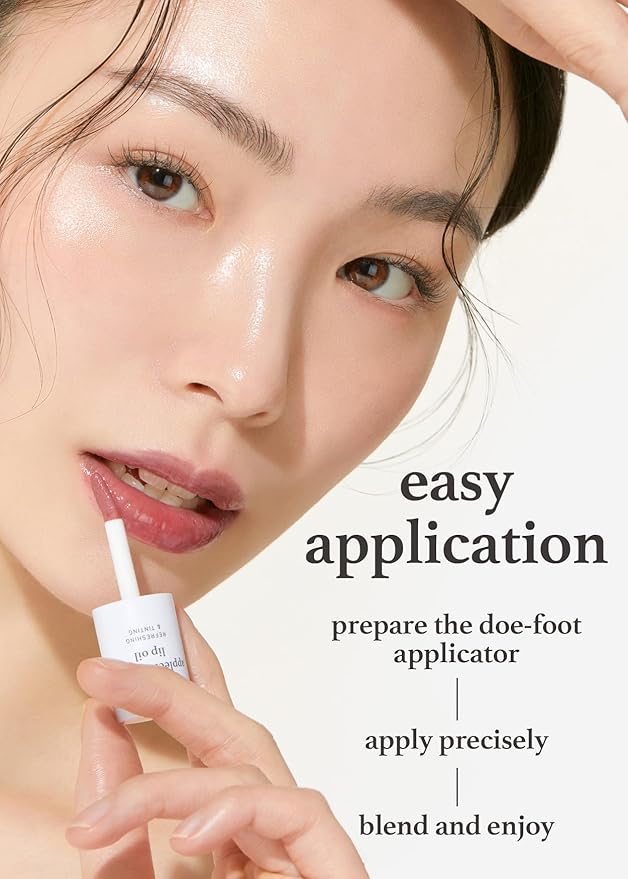 NOONI Korean Vegan Lip Oil - Applepeony, 0.12 Fl Oz + Korean Lip Oil - Applecranberry, 0.12 Fl Oz Bundle