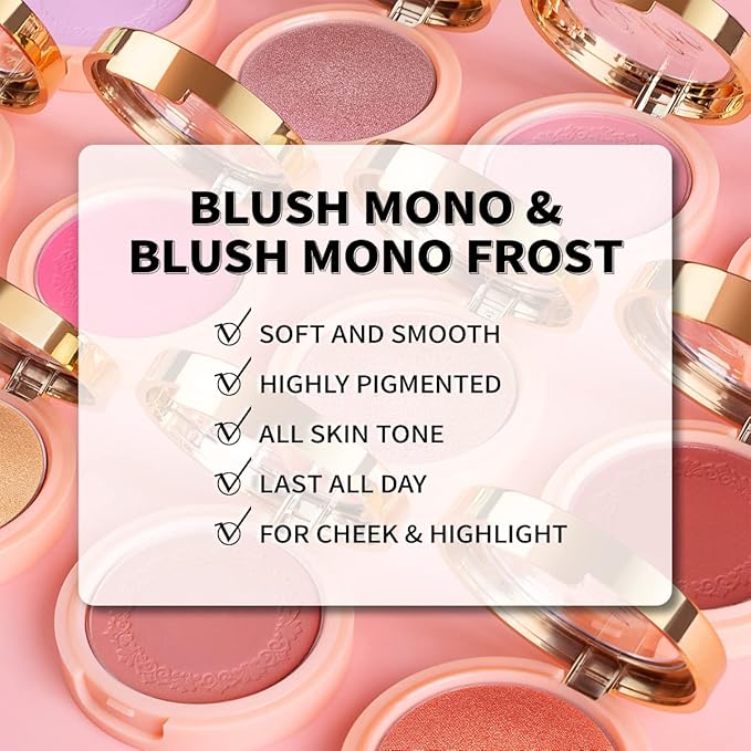 Oulac Shimmer Blush Cheek| 2 in 1 Powdery Blush & Highlighter | Pigmented&Blendable | Shape & Highlight Face| Vegan & Cruelty-Free | 4.8g F01 Love Attraction