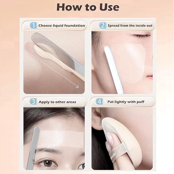 Picasso Makeup Spatula and Palette Set, Korean Makeup Spatula with Leather Cover, Stainless Steel Makeup Palette with Scraper Tool, Metal Foundation Palette for Cosmetic Pigment BlendingďźSSďź