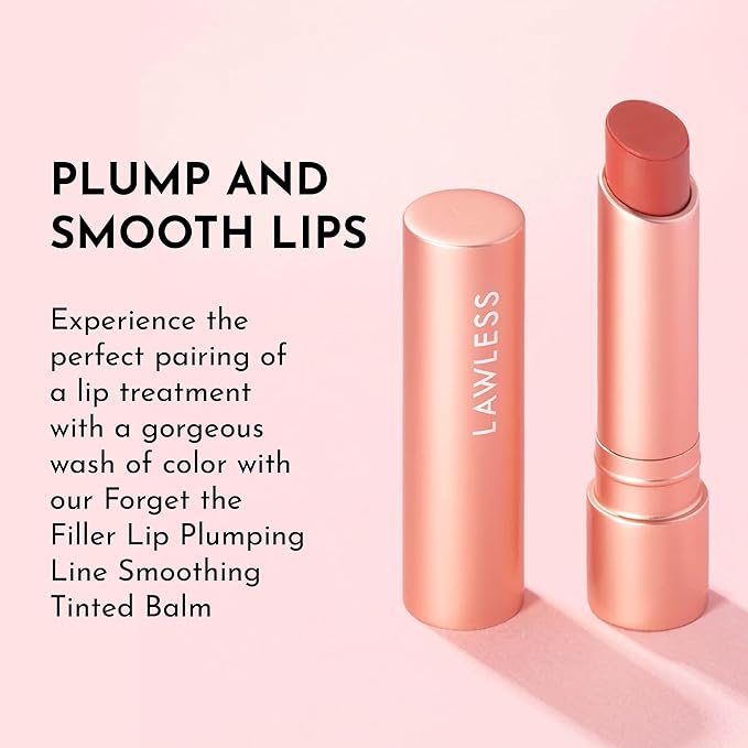 LAWLESS Forget the Filler Lip Plumping Line Smoothing Tinted Balm, Georgie, Pink, 0.09 Ounce