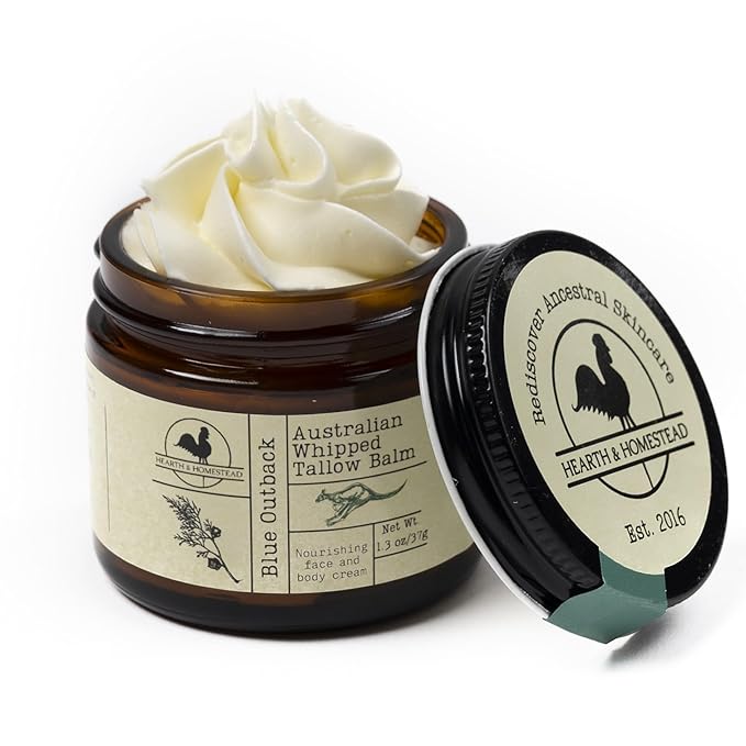 Handmade "Blue Outback" Australian Whipped Tallow Balm with Emu, Jojoba, Sandalwood, and Blue Cypress - 1.3 oz -