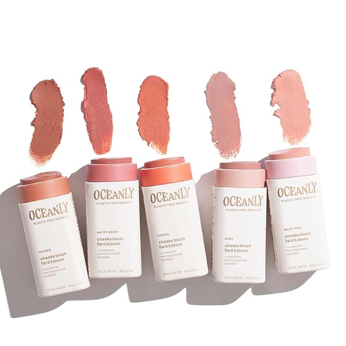 ATTITUDE Oceanly Lightweight Blush Stick, Titanium Dioxide-Free, EWG Verified, Plastic-Free, Vegan & Cruelty-free Makeup, Corail, 0.3 Ounces