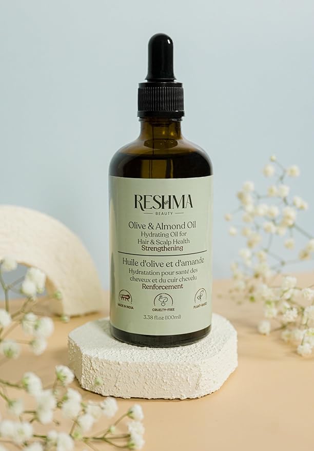 Reshma Beauty Olive & Almond Oil – Henna Infused Hydrating Oil for Hair & Scalp Health | Strengthens & Softens