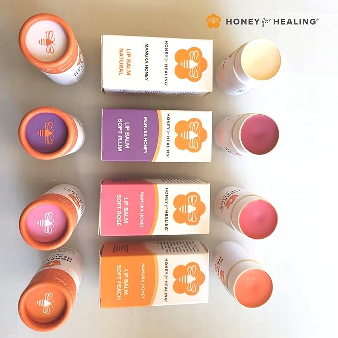Lip Balm Moisturizer with Manuka Honey 15+ UMF, Coconut Oil, and Castor Oil For Chapped, Cracked, Dry Lips | Protects, Smoothes, and Nourishes your Lips | 0.25 oz / 7 gr (Soft Plum)
