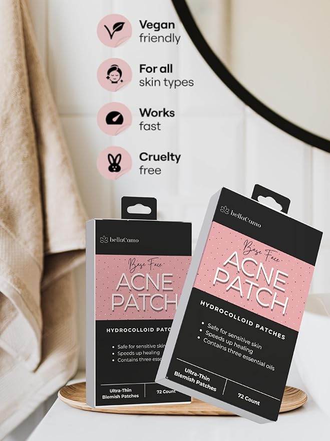 Acne Patch Ultra Thin Invisible Spot Cover- Fast Acting Hydrocolloid Pimple Patch with Salicylic Acid, Centella Asiatica & Tea Tree Oil- 72 Ct. Effective Treatment Absorbs Zits and Blemishes