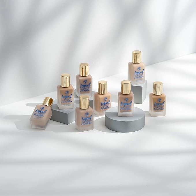 W7 Legend Foundation - Creamy Liquid Foundation for Poreless, Semi-Matte Medium Coverage - 28ml (Natural Beige)