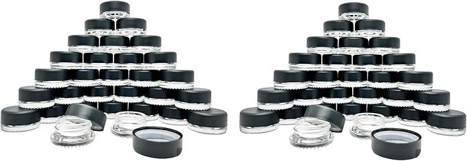 9ml Glass Concentrate Jars (Child Resistant) - Medicine Lip Balm Makeup (60), Clear