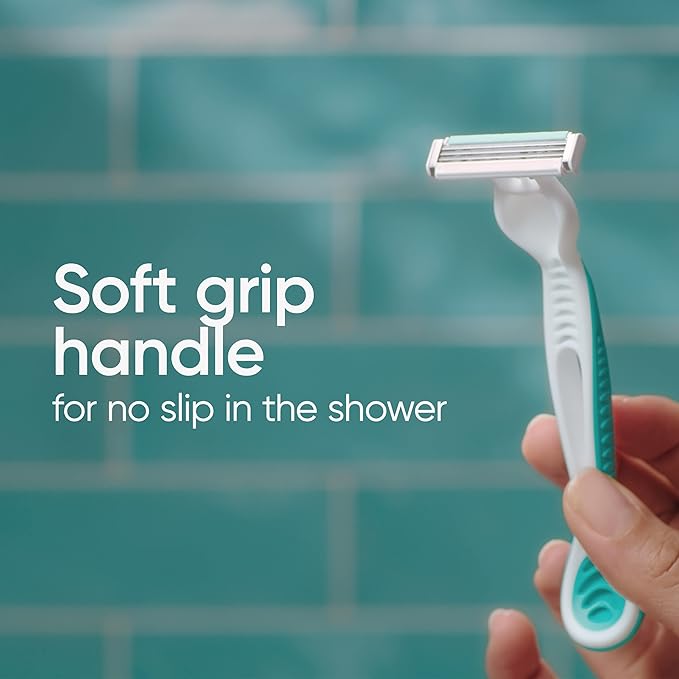 Gillette Venus Simply 3 Sensitive Disposable Razors, Sensitive Skin, 3 Bladed Razors, Pivoting Head for Incredible Comfort, Soft Grip Handle, 12 Count