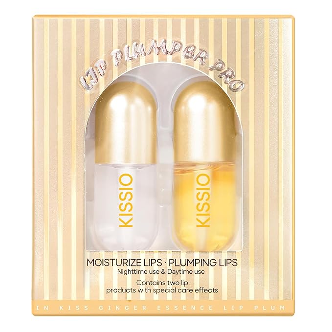 KISSIO Lip Plumper,2 PCS Natural Lip Plumper,Lip Enhancer, Natural Plumping Lip Serum, Lip Plumping Balm,Lip Plumper Pro,Hydrated Beauty Lips 5.5ml, Day And Night
