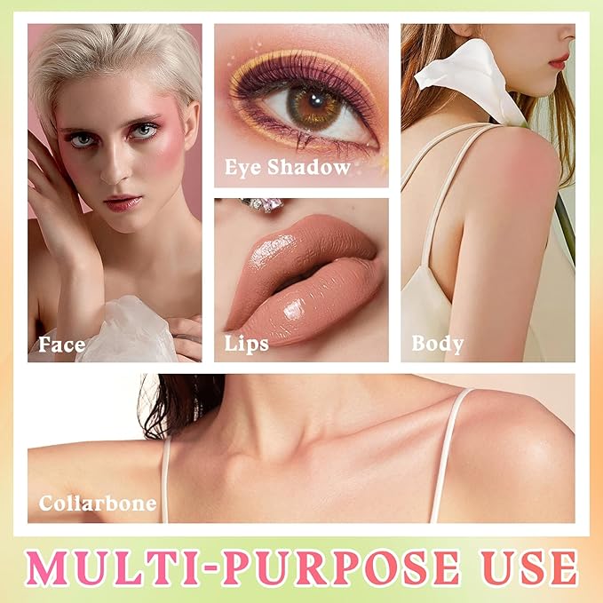 3PCS Blush Stick for Cheeks,Multi-use Solid Matte Makeup Stick Blush Cream for Cheek Eyes and Lips Tint,Moisturizing Tinted Cream Blush,Natural Blendable Cheek Blusher with 3 Makeup Sponges A3