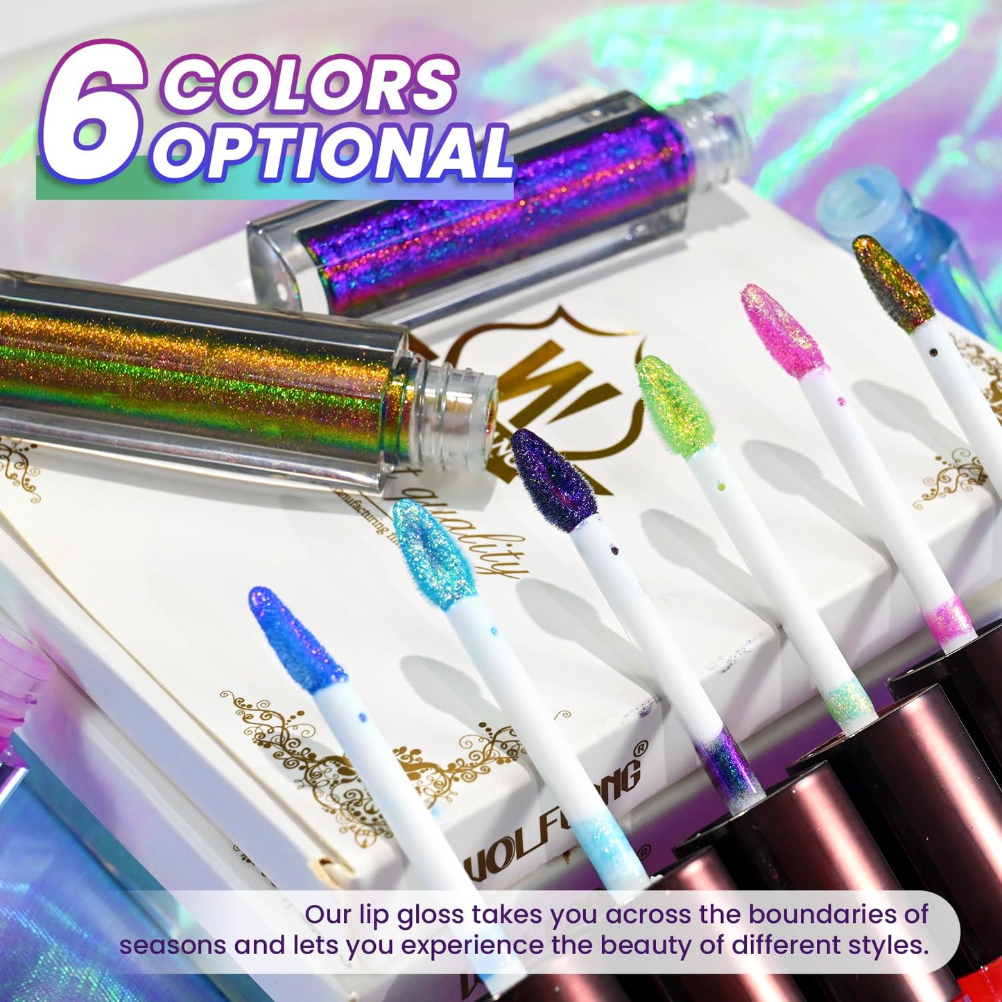 CHARMACY 2 In 1 Multichrome Moisturizing Lip Gloss, Double Head Liquid Lipstick, Mirror Waterproof Long Lasting No Fading Lip Balm, Hydrating Lip Plumper Waterlight Glossy Makeup #002