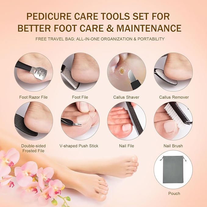 Electric Callus Remover for Feet with 17 in 1 Pedicure Kit, Rechargeable Waterproof Foot File Professional Foot Care Tools, Portable Callus Remover Kit to Remove Dead Skin Hard Skin Dry Cracks(Black)