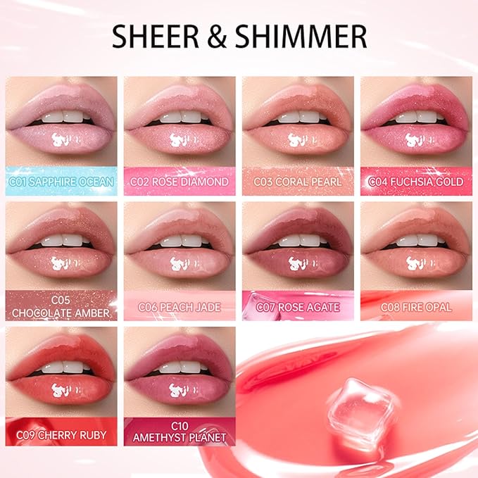 Catkin Lip Plumper Gloss, Tinted Lip Serum with Hyaluronic Acid & Jojoba Oil, Non-sticky Volumizing Hydrating Formula for a High Shine Maximum 3D Look, Plump & Soft Lips 0.12 Fl Oz - C07 Rose Agate