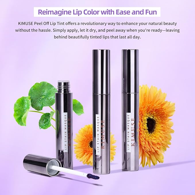 KIMUSE Lip Stain Masque: Peel Off Lip Stain Long Lasting Waterproof 12HR Transfer Proof & Hydrating Tint, Instant Lip Color With Natural Matte Effects, Vegan & Easy To Use