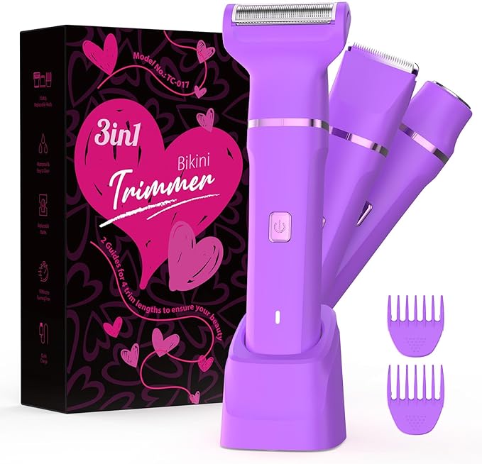 Electric Shaver for Women - Cordless Dermave Bikini Trimmer for Lady's Beauty, Painless Facial Hair Removal Device with Low Noise, Detachable Head, Fast Charging, 2025 Beach Vacation Essentials