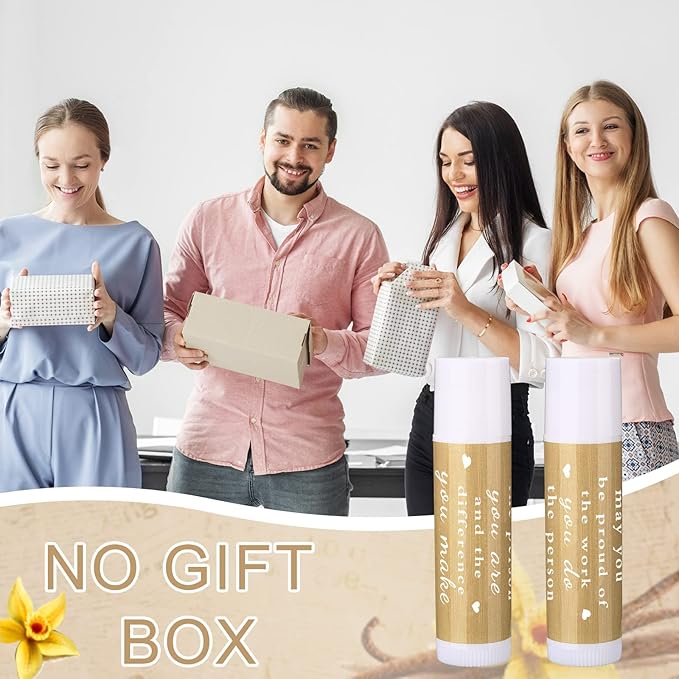 Demissle Thank You Gifts for Coworker Lip Balm Bulk Set Inspirational Appreciation Gifts Leaving Farewell Gifts Vanilla Ingredients Lips Care Products for Friends Teacher Worker Employee (72 Pcs)