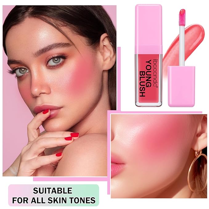 CAHIUYOA Pink Liquid Blush Oil Clear Liquid Blush for Cheeks Tinted Blush Stick Moisturizing Smooth Liquid Face Blush Makeup Gifts for Women