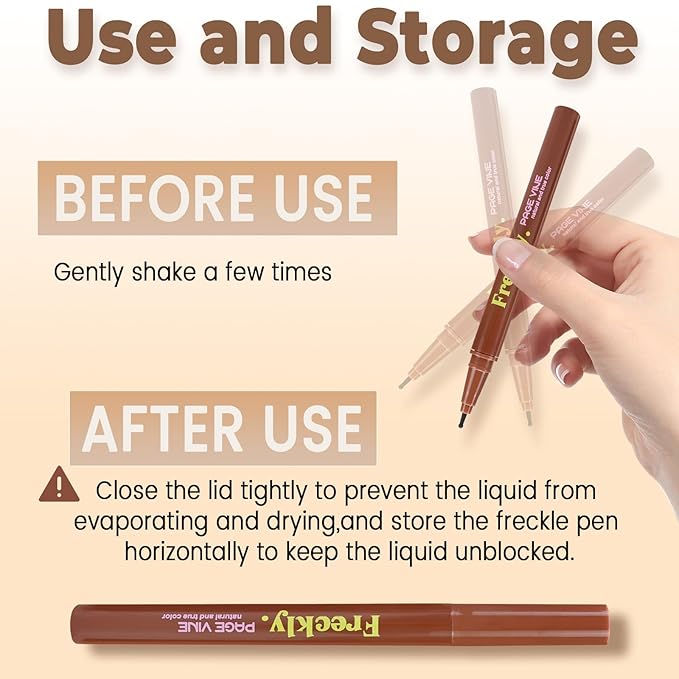 Freckle Pen,2 PCS Faux Freckle Stamp Waterproof,Fake Face Freckles Stain Makeup Long Lasting Quick Dry,Natural Lifelike Soft Dot Freck Pen 01-Light+02-Medium