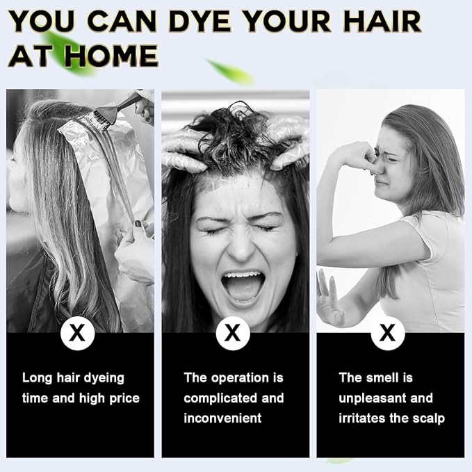 Hair Dye Shampoo Chestnut Brown Hair Color Shampoo for Gray Hair Coverage Herbal Hair Dye Shampoo 3 in 1 for Men and Women, Instant Color Shampoo