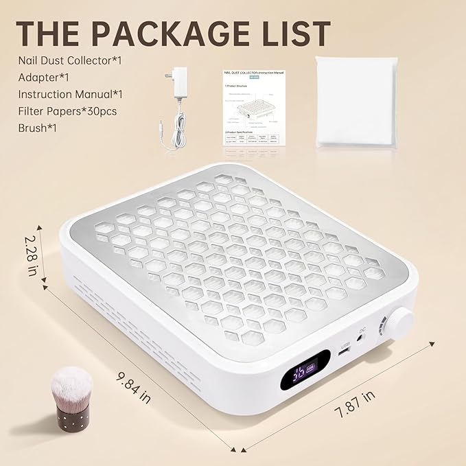 Nail Dust Collector, Rechargeable Dust Collector Nail Tech, Powerful Vacuum Fan Vent Dust Collector Extractor Dust Suction Machine for Acrylic Nails Polishing, Nail Salon&Home