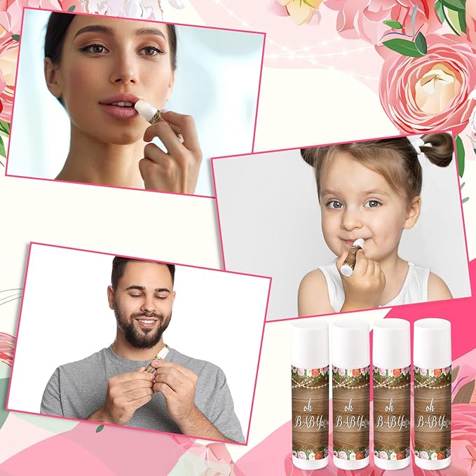 40 Pieces Lip Balm Bulk Baby Shower Jasmine Lip Balm Favors Floral Moisturizing Lip Balm for Women Children Men Girl kids Gender Reveal Favors Gift Baskets (Floral)