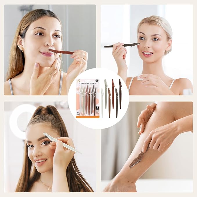 D Dermaplane Razor for Women Face - 6PCS Face Razors for Women - Eyebrow Razor with Precision Cover - Face Shaver for Men - Facial Hair Removal for Men - Neutral