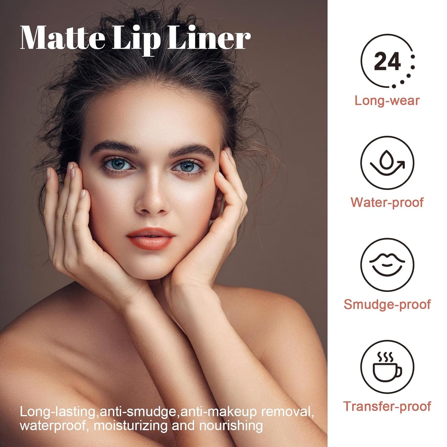 Lip Stain - Long Wear Tattoo Lip Liner, Waterproof & Transfer-proof Peel Off Lip Stain with Matte Finish, Lip Tint For All Skin Types, Great Gifts for Women (Rose)
