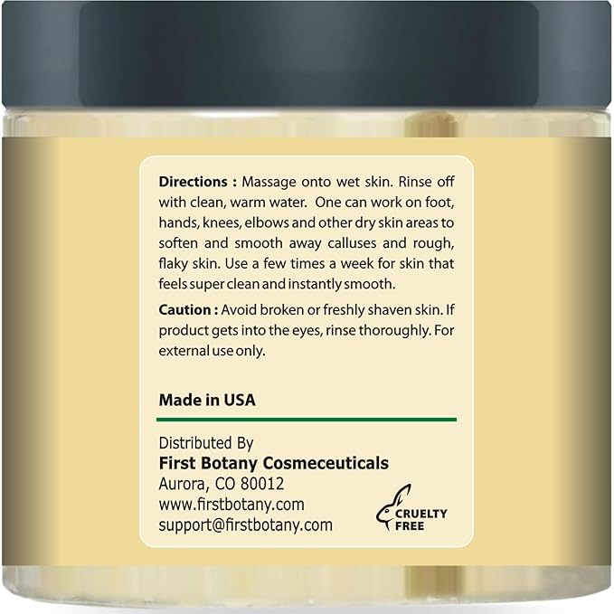 First Botany 100% Natural Tea Tree Oil Body & Foot Scrub with Salt - Best for Acne, Dandruff and Warts, Corns, Calluses, Athlete foot, Jock Itch & Body Odor