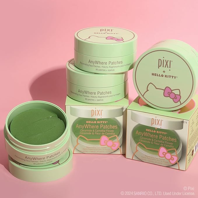 Pixi + Hello Kitty AnyWhere Patches, Multipurpose Hydrogel Under-Eye Patches, Hyaluronic, Caffeine & Retinol Eye Patches For Under Eyes, Revitalize Eye Area, 45 pairs / 90 Patches