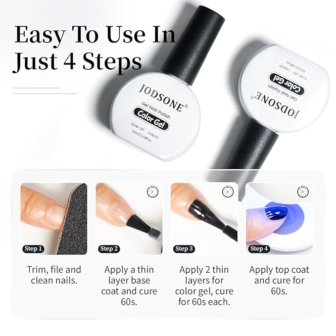 JODSONE 2Pcs Gel Nail Polish Set 10ml Black and White Gel Polish,Soak Off LED U V Nail Gel Manicure All Seasons Gel Polish Nail