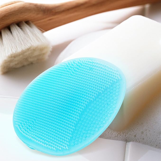 INNERNEED Soft Silicone Facial Cleansing Brush Manual Face Scrubber Exfoliating Massage Scrub Acne Blackheads Remove Handheld Pads for Sensitive, Delicate, Dry Skin (Pack of 2)
