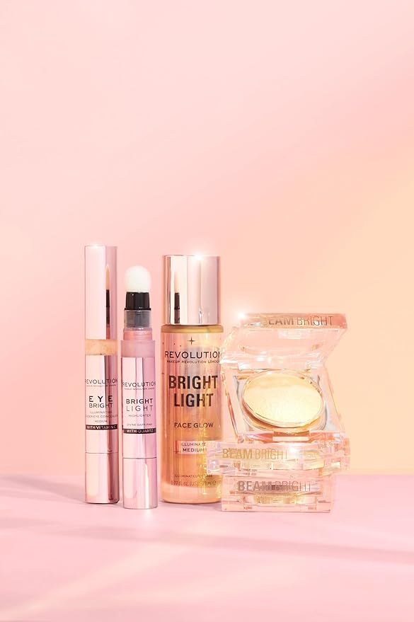 Makeup Revolution Beam Bright Highlighter, All Over Face Glow, Powder To Liquid Formula, 5 Different Shades, Bronze Baddie