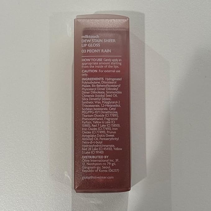 MILKTOUCH Dew Stain Sheer Lip Gloss (03 Peony Rain, 0.14 Fl Oz (Pack of 1))