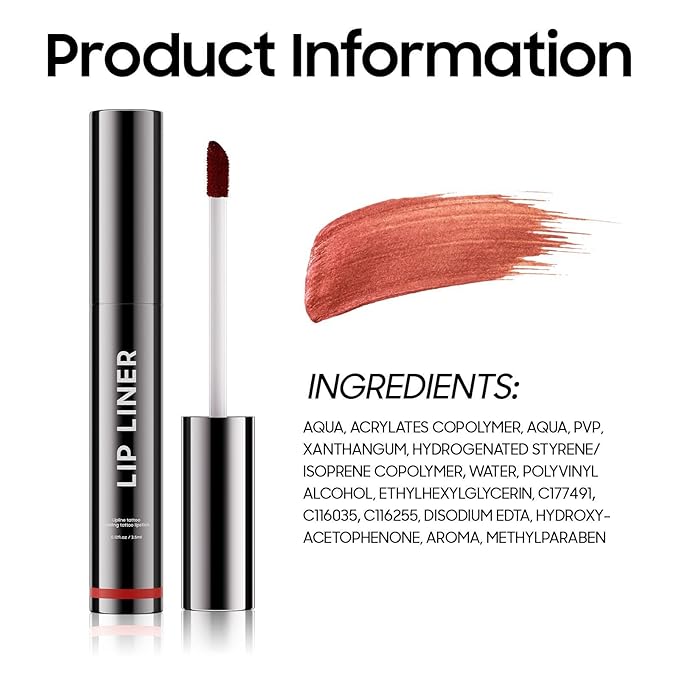 Lip Stain Peel Off - Lip Liner Waterproof, Lip Liner Stain Transfer Proof & Plumping, Moisturizing Non-Stick Cup Matte Finish Stay On All Day, Coral Color
