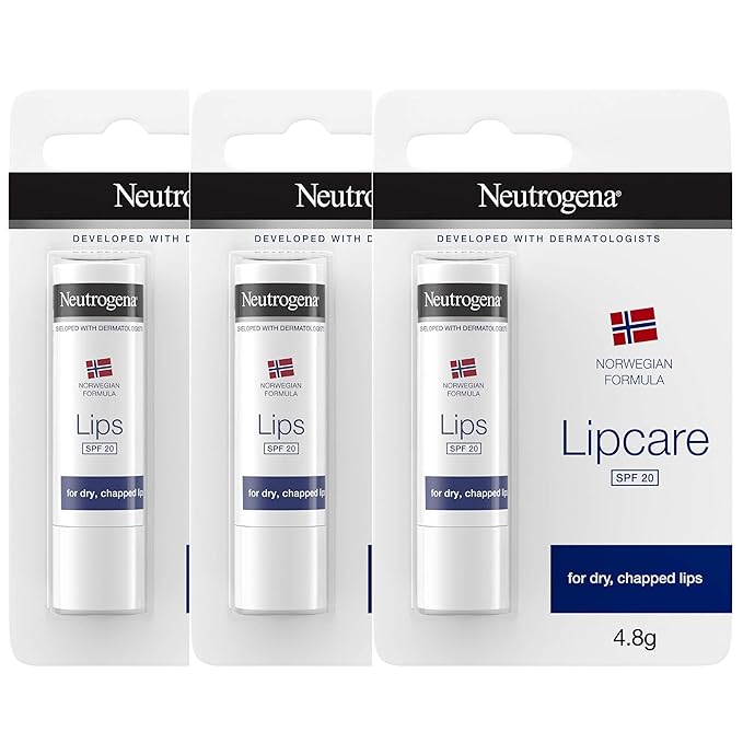 Neutrogena Lipcare Stick Norwegian Formula, for Dry and Chapped Lips, SPF 20 Lip Care.16 Ounces, Pack of 3