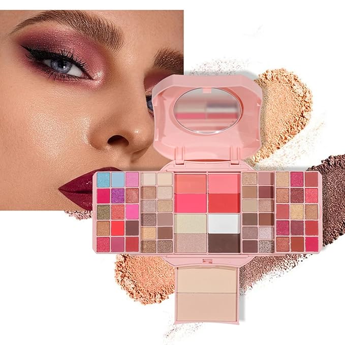 Makeup Eyeshadow Palettes,64 Colors Protable Multifunction Blush Highlighter Contour Palettes with Matte Shimmer Pearl Makeup Effect for Daily Party Makeup - High Pigment Waterproof #6