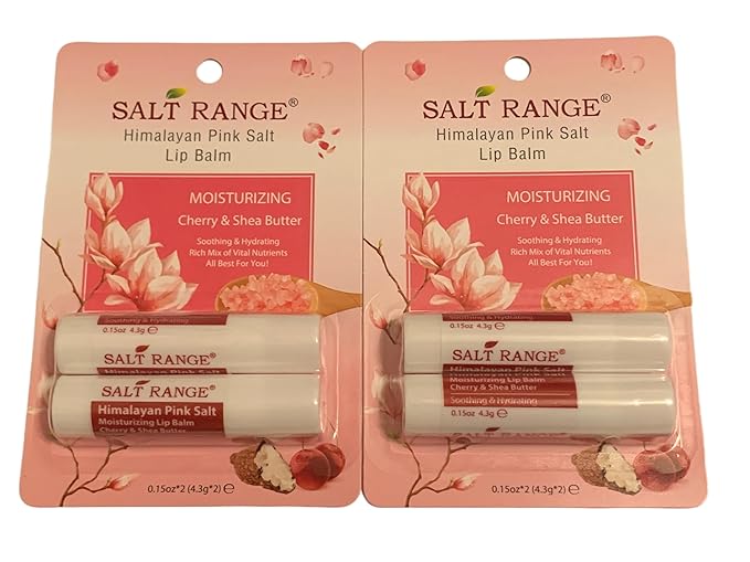 Himalayan Pink Salt Lip Balm With Cherry & Shea Butter 2 Ct 4 Pcs